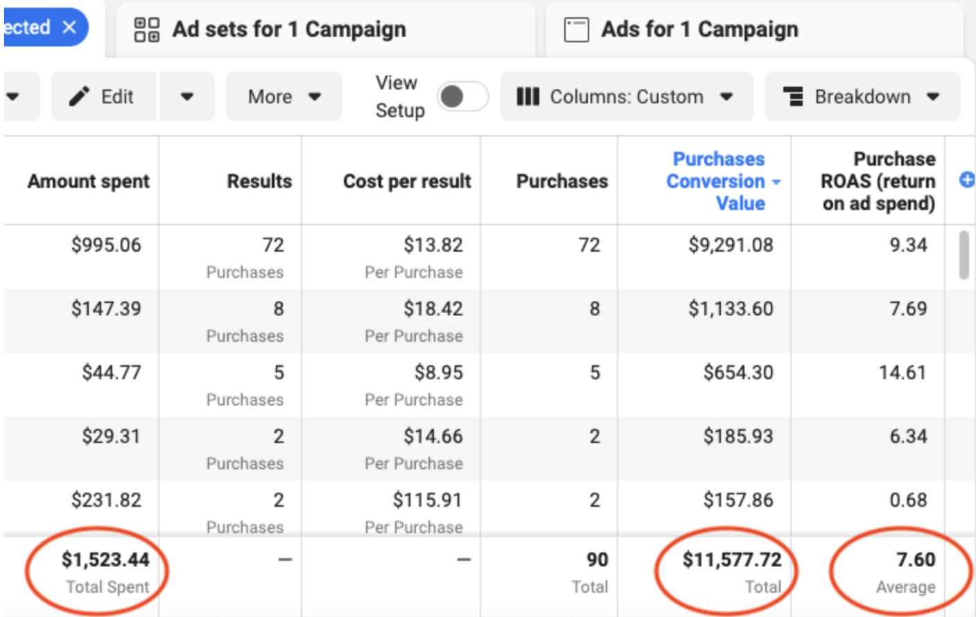 7.38 ROAS in first month Meta Ads Results